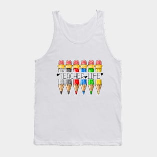 Teacher Life, Pencil Teacher Tank Top